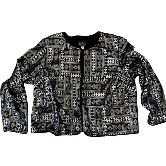 VTG Bob Mackie Wearable Art Black Sequined Jacket Size 18W women's - Picture 5 of 6